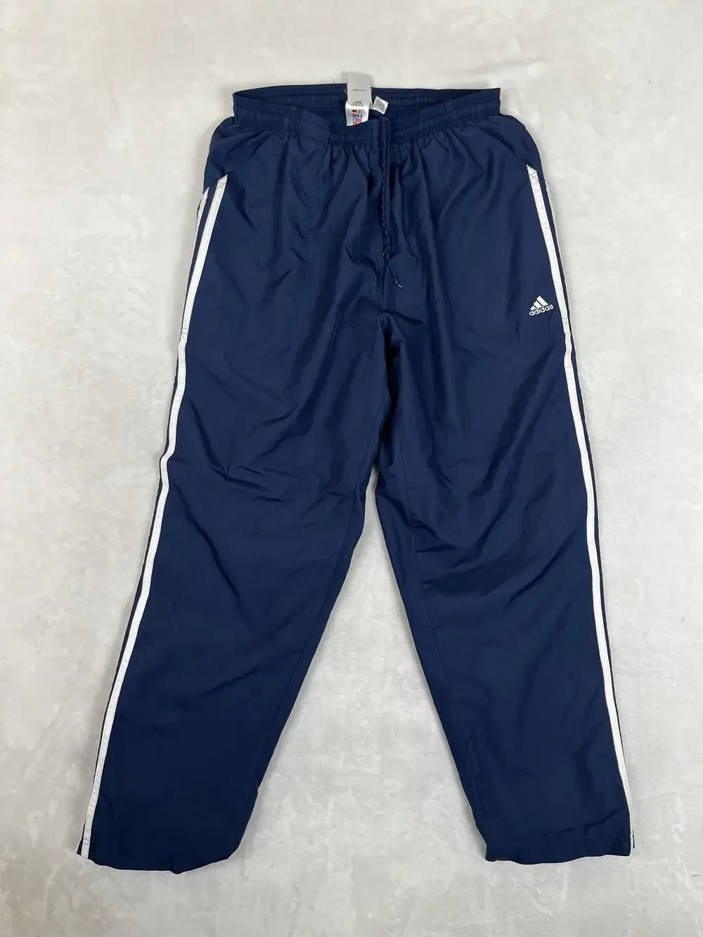 Vintage Adidas Track Pants Mens Large Blue 3 Stripe Climaproof Zip Hem Athletic